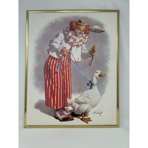 Arthur Sarnoff Clown With Goose Framed Print Vintage Circus Wall Art 20x16